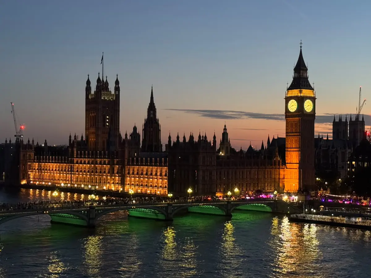 Big Ben and the Palace of Westminster illuminated during an evening in London